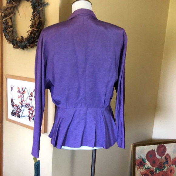 Vintage 90s CHRISTINE DAVID Size 10 Peplum 2-Button Blazer Top Vivid Purple NEW - Picture 6 of 16